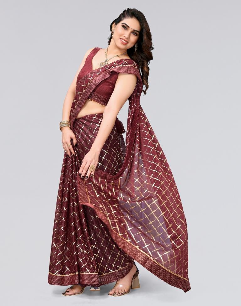Brown Printed Lycra Saree