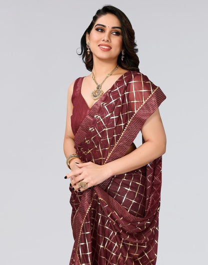 Brown Printed Lycra Saree