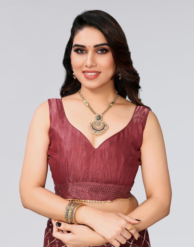 Brown Printed Lycra Saree