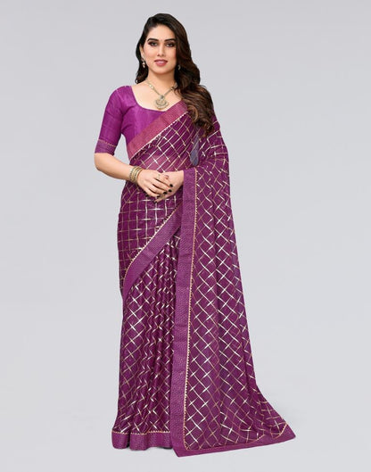 Wine Printed Lycra Saree