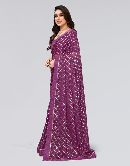 Wine Printed Lycra Saree