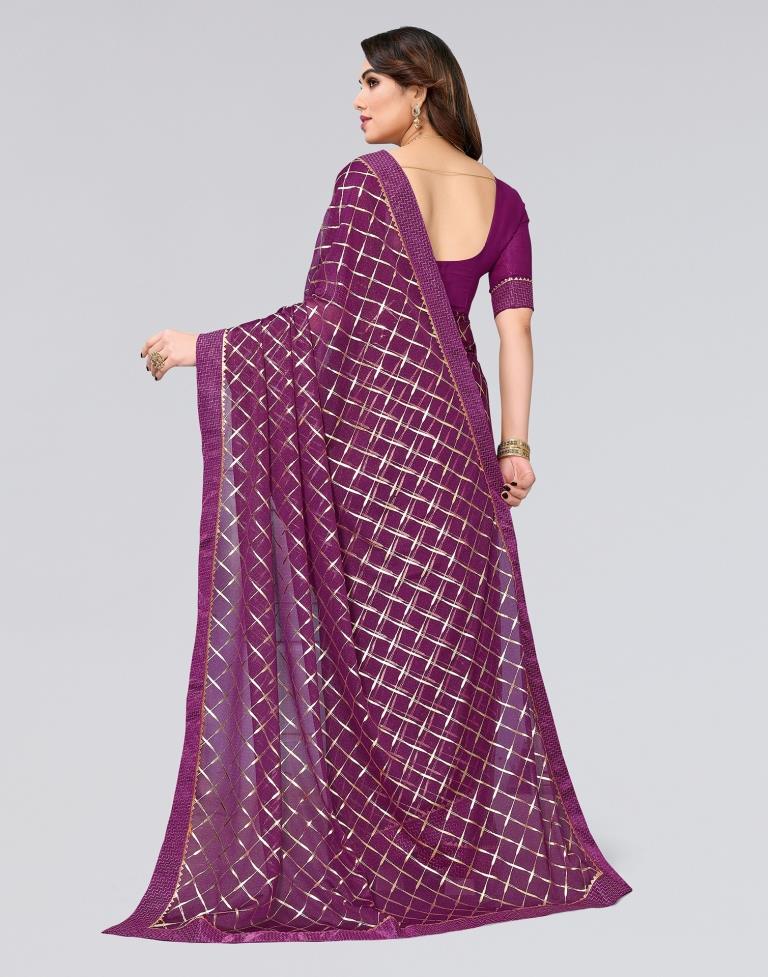 Wine Printed Lycra Saree