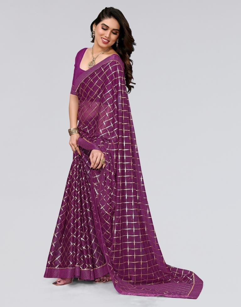 Wine Printed Lycra Saree