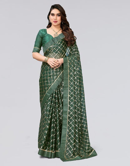 Green Printed Lycra Saree