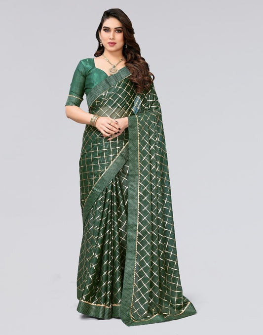 Green Printed Lycra Saree