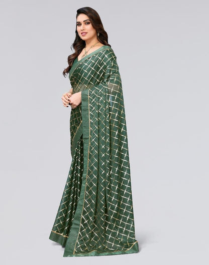 Green Printed Lycra Saree