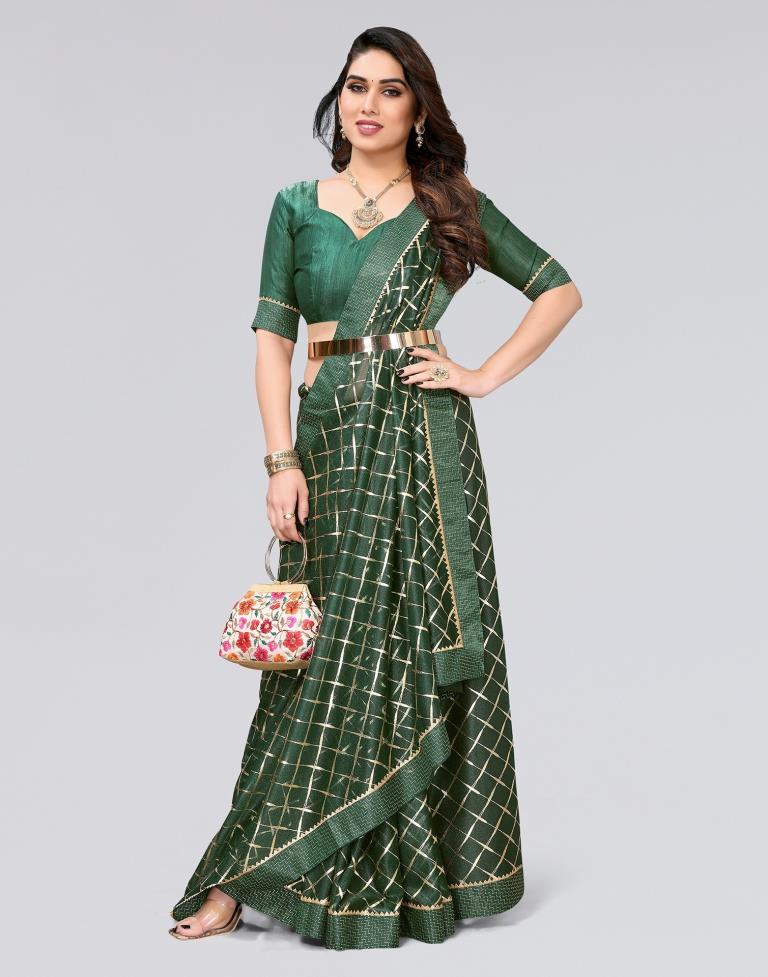 Green Printed Lycra Saree