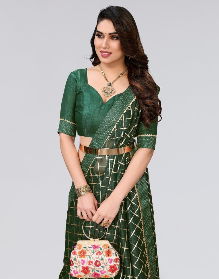 Green Printed Lycra Saree