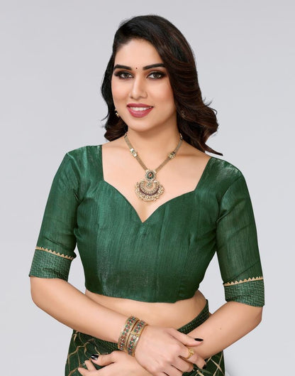 Green Printed Lycra Saree