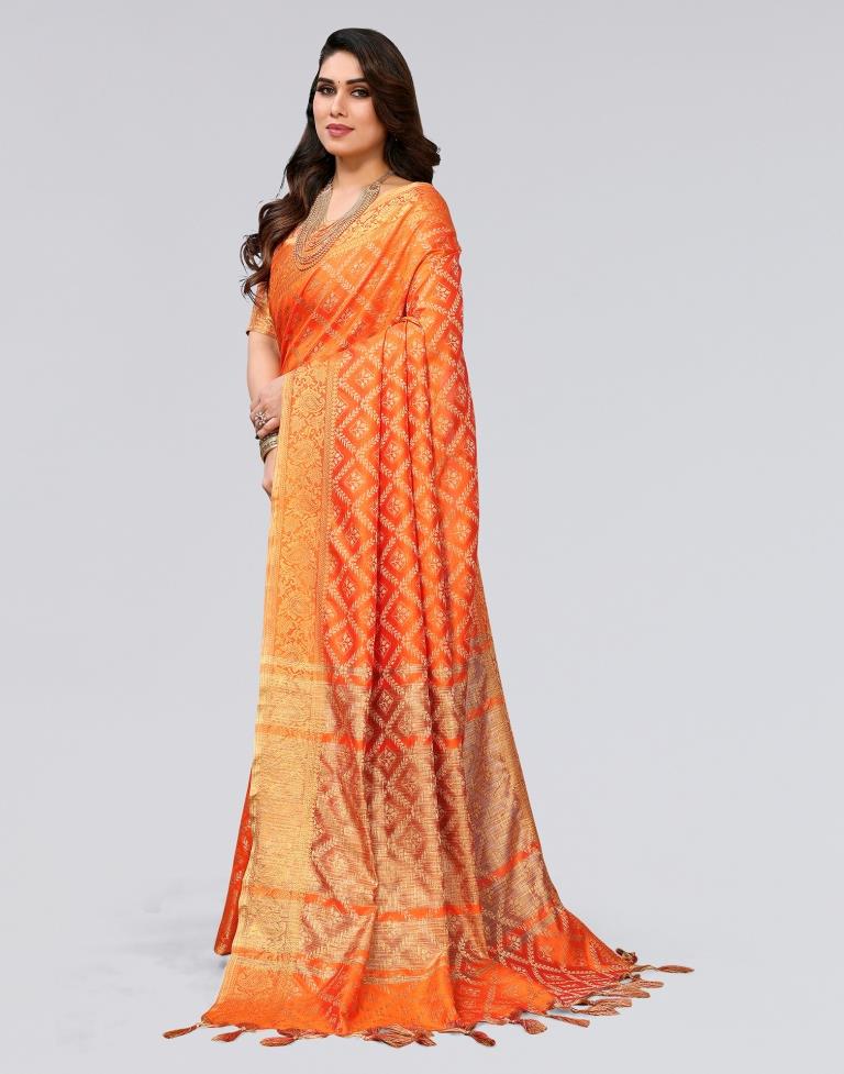 Orange Weaving Cotton Saree