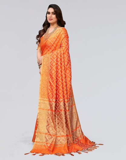 Orange Weaving Cotton Saree