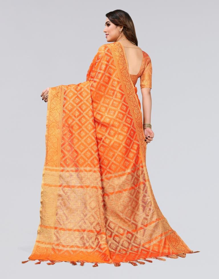 Orange Weaving Cotton Saree