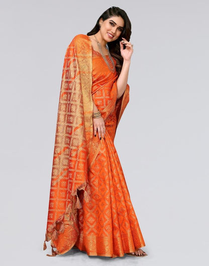 Orange Weaving Cotton Saree