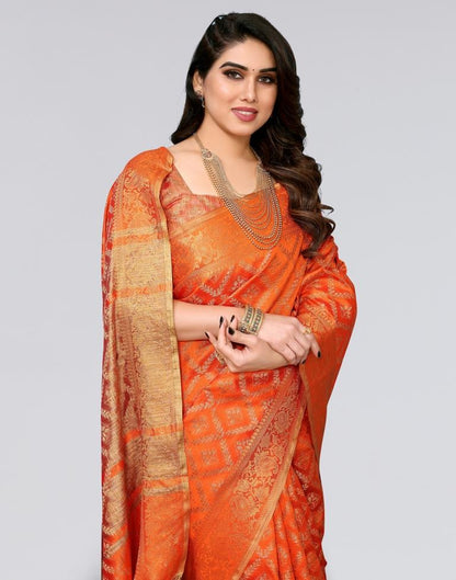 Orange Weaving Cotton Saree