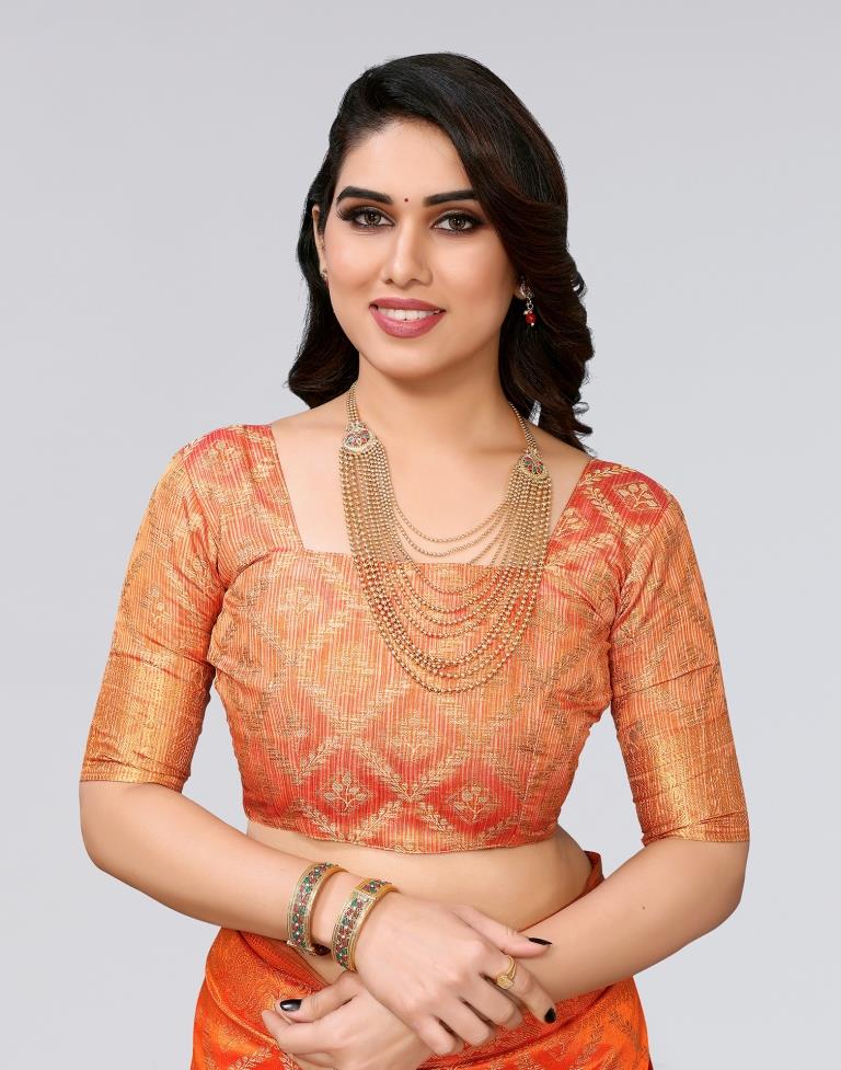 Orange Weaving Cotton Saree