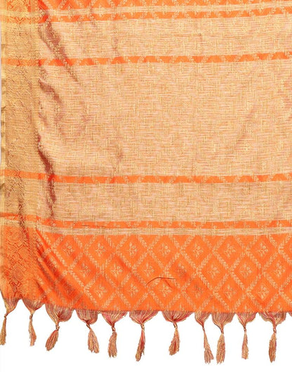 Orange Weaving Cotton Saree