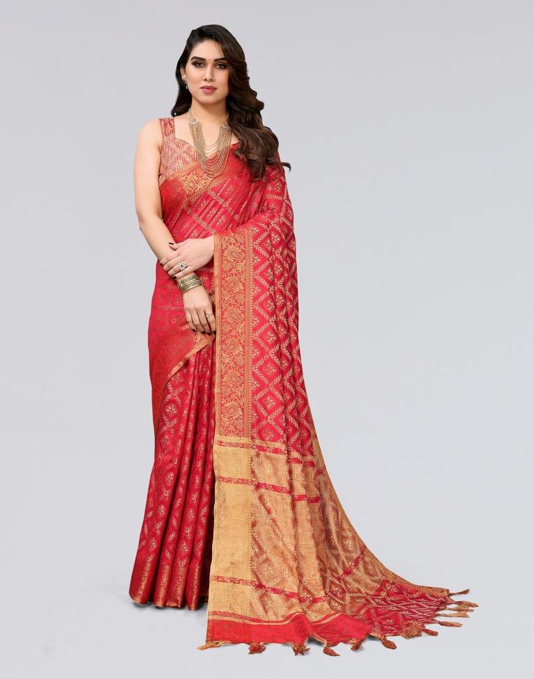 Red Weaving Cotton Saree