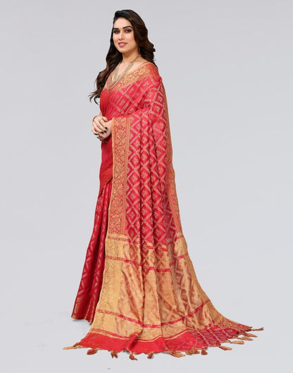 Red Weaving Cotton Saree