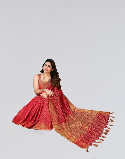 Red Weaving Cotton Saree