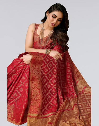 Red Weaving Cotton Saree