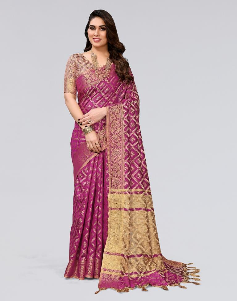 Wine Weaving Cotton Saree