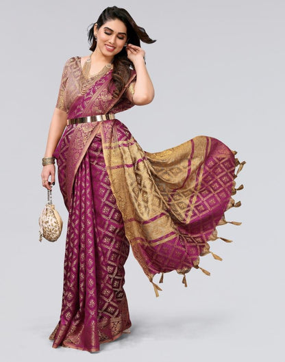 Wine Weaving Cotton Saree