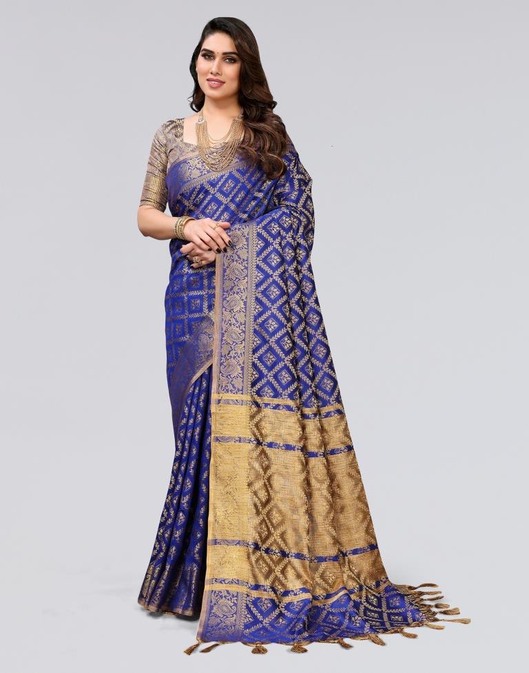 Blue Weaving Cotton Saree