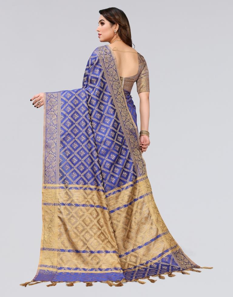 Blue Weaving Cotton Saree