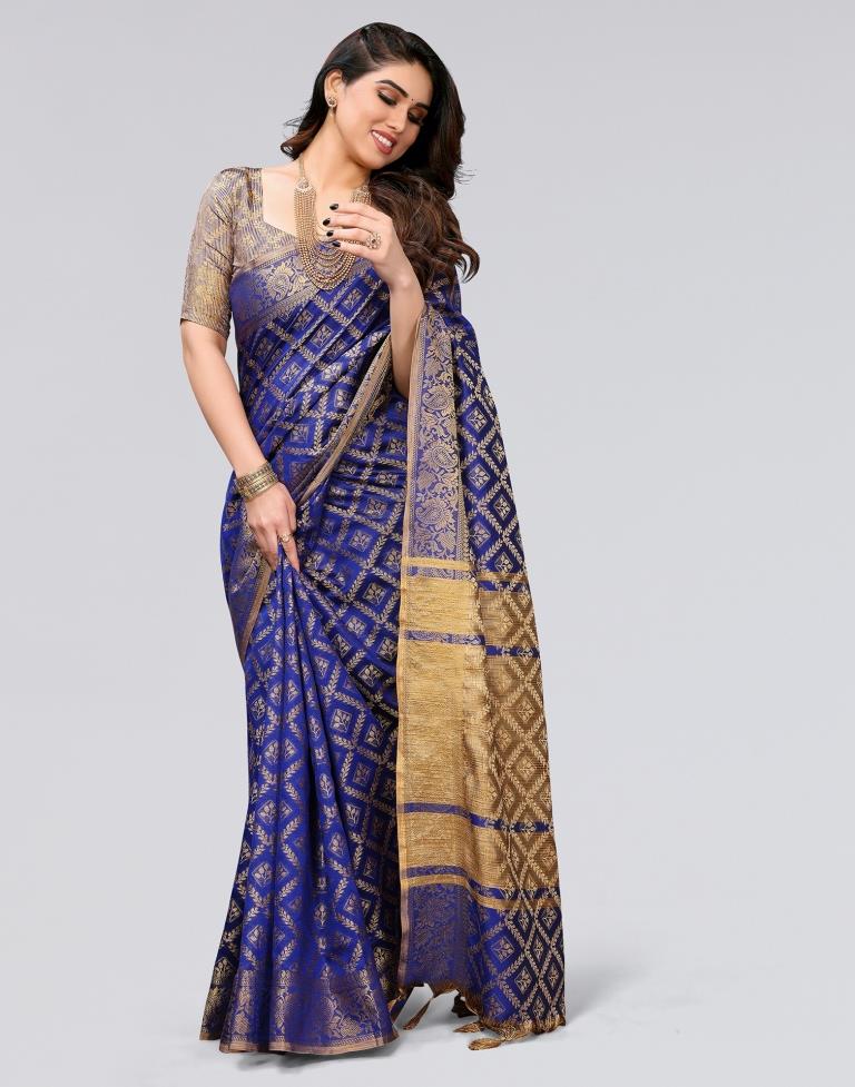 Blue Weaving Cotton Saree