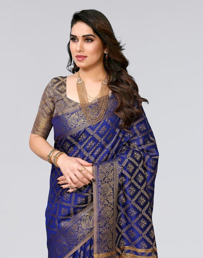 Blue Weaving Cotton Saree