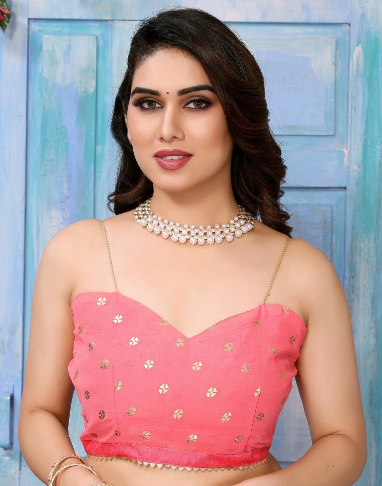 Rose Pink Printed Georgette Saree