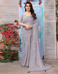 Grey Printed Georgette Saree