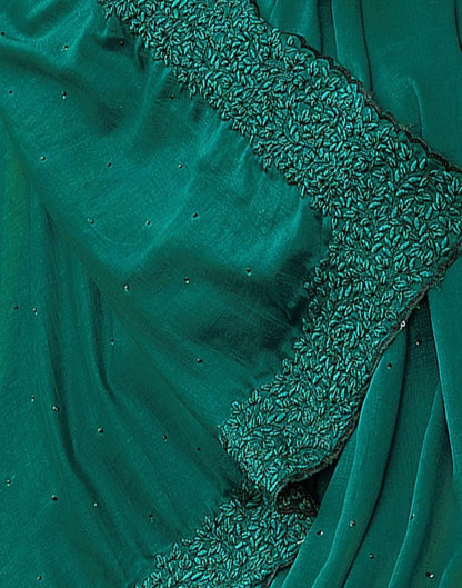 Rama Green Plain Silk Saree