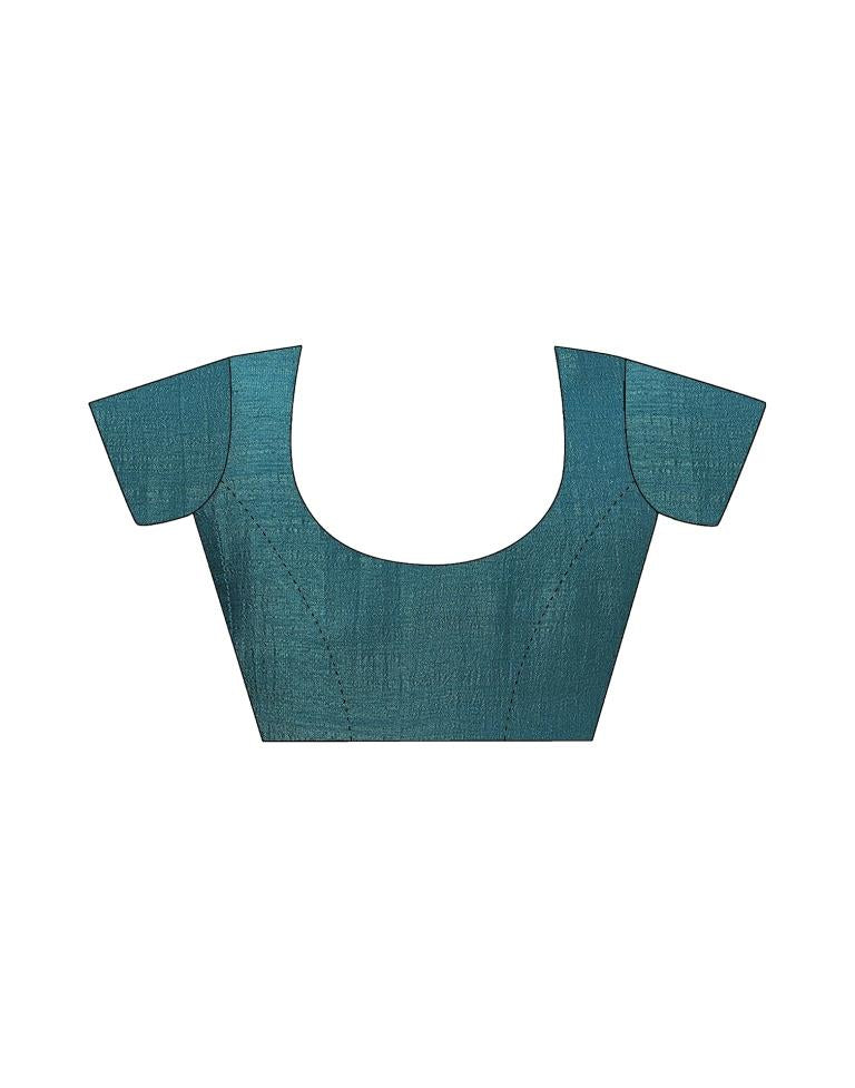 Teal Green Plain Silk Saree