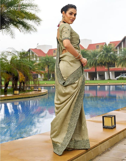 Pista Green Plain Silk Saree