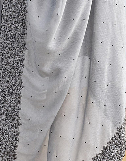 Grey Plain Silk Saree