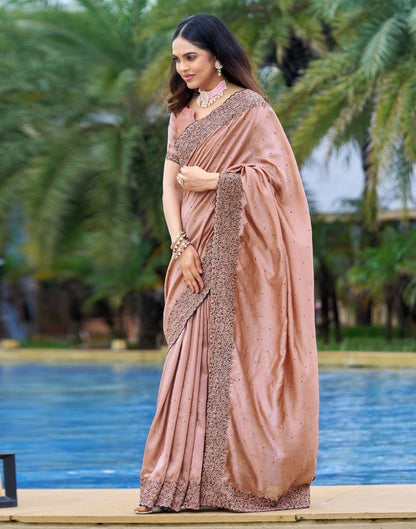 Light Rust Plain Silk Saree