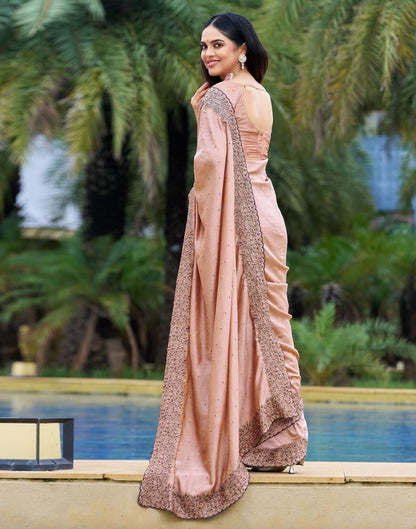 Light Rust Plain Silk Saree