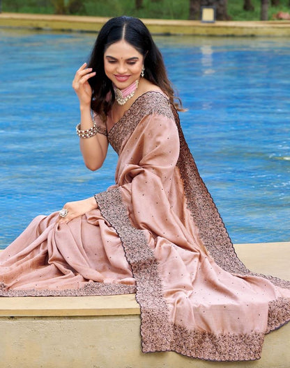 Light Rust Plain Silk Saree