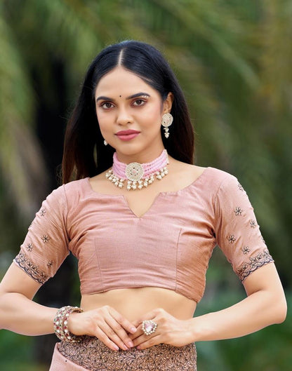 Light Rust Plain Silk Saree