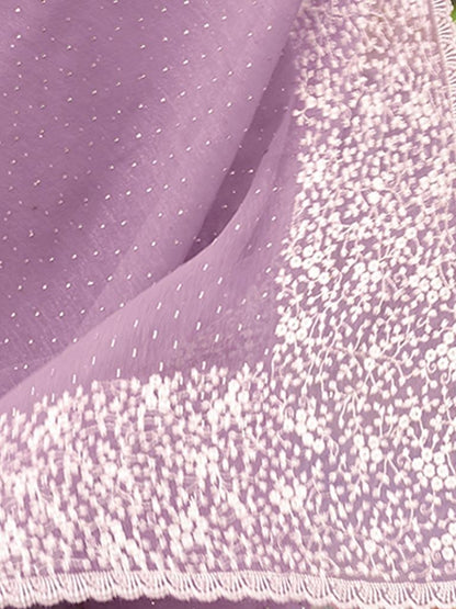 Light Purple Plain Chiffon Saree