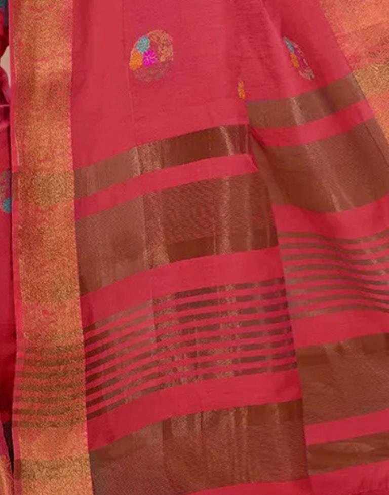 Pink Jacquard Cotton Saree