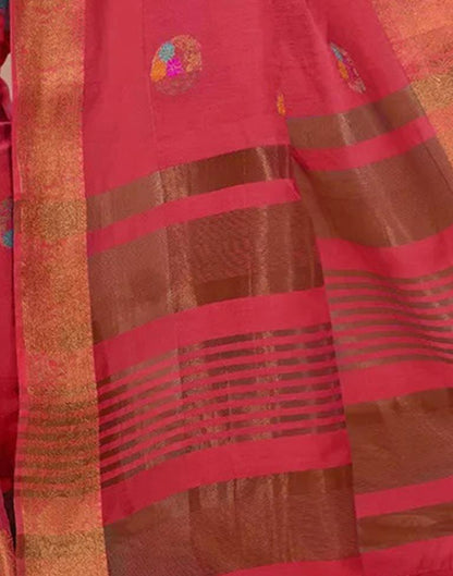 Pink Jacquard Cotton Saree