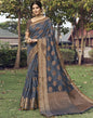 Grey Jacquard Cotton Saree