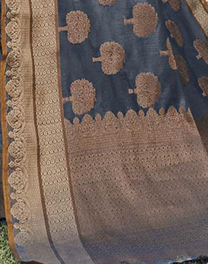 Grey Jacquard Cotton Saree