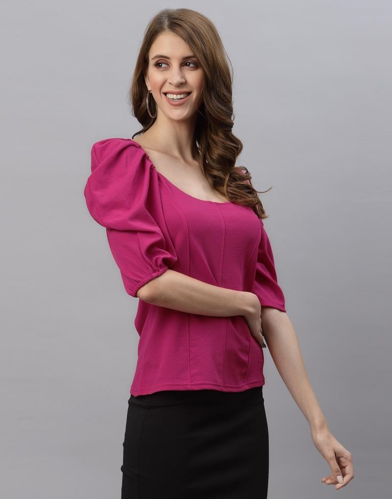 Magenta Puff Sleeve Top | Sudathi