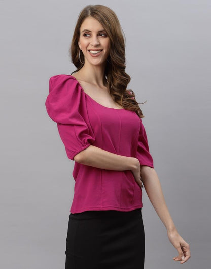 Magenta Puff Sleeve Top | Sudathi