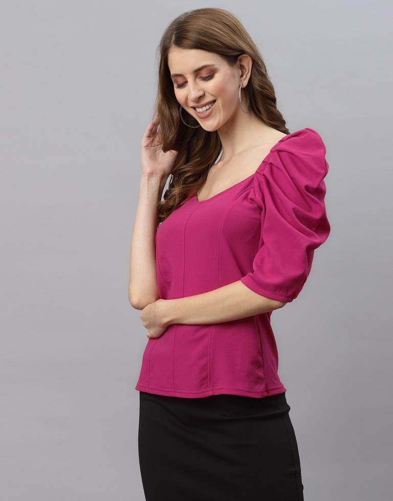 Magenta Puff Sleeve Top | Sudathi