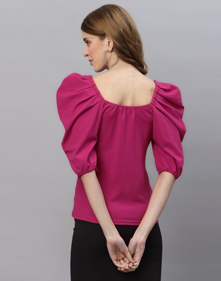 Magenta Puff Sleeve Top | Sudathi