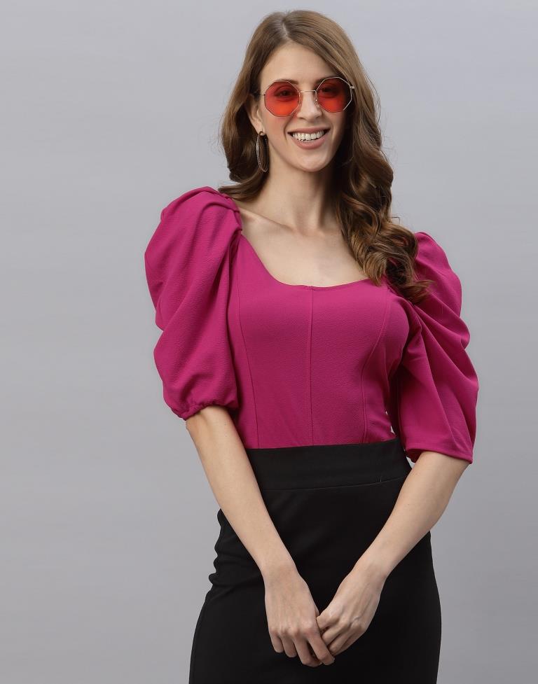 Magenta Puff Sleeve Top | Sudathi